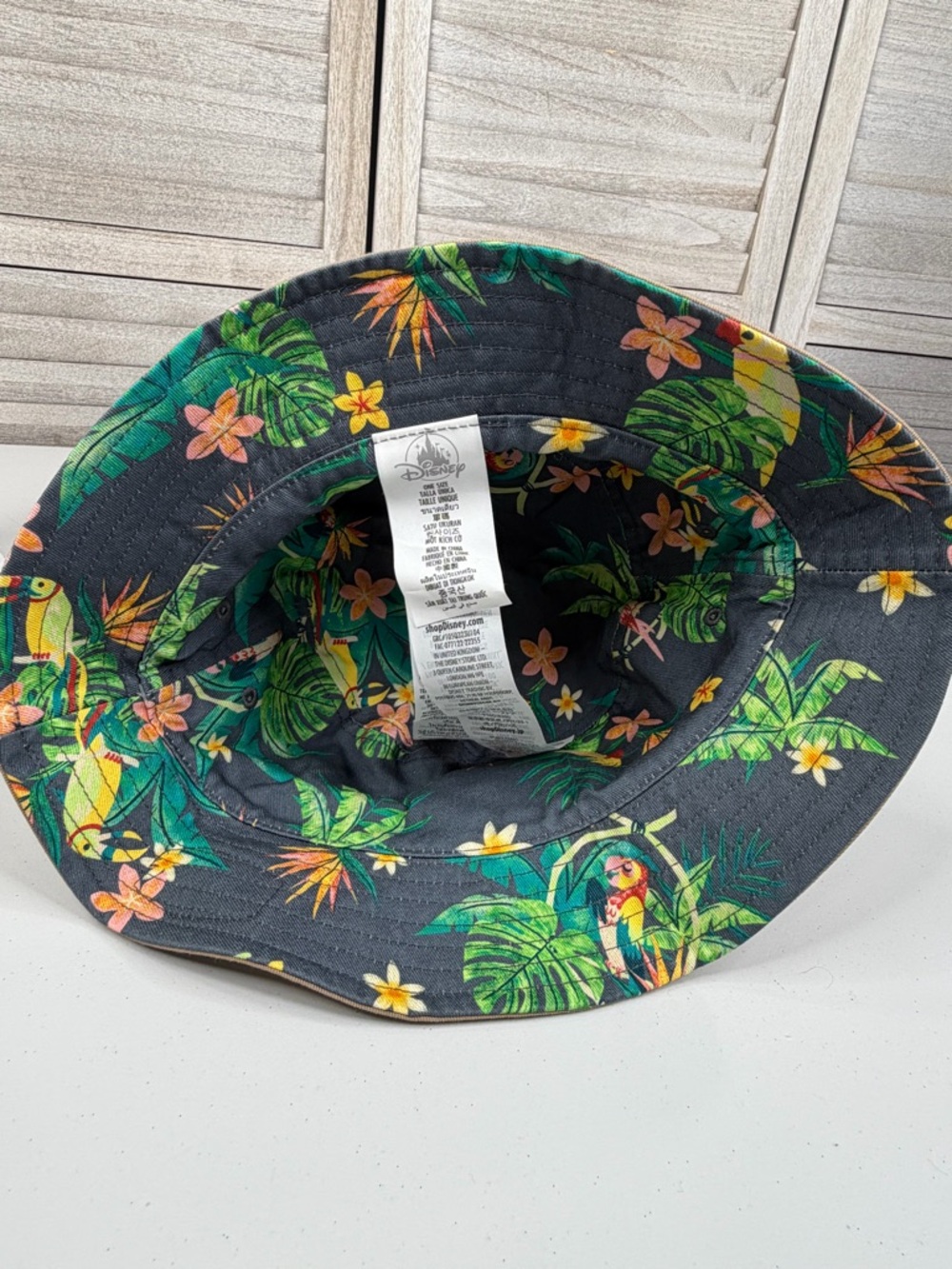 DISNEY Magic Kingdom Tiki Room Themed Reversible Bucket Hat Tan/Multi-OS - Picture 5 of 5